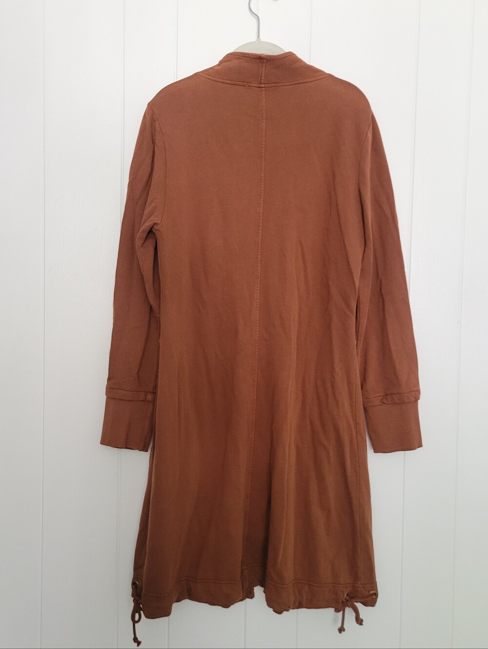 NWT Wearables XCVI Fleece Funnel Neck Longcoat Zip Front Brown Cinch Hem LG - Picture 11 of 16
